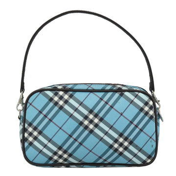 BURBERRY Nova Check Blue Label Accessory Pouch Nylon Blue Silver Auth 108007 - 0