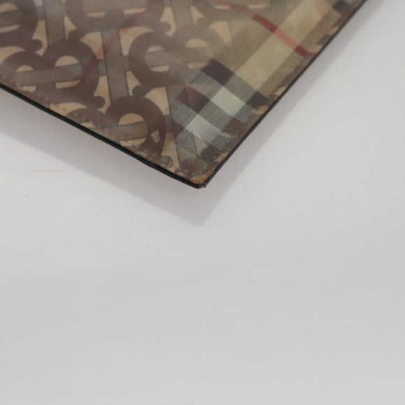 BURBERRY Hologram Clutch Bag Vinyl Beige Silver Auth 108012