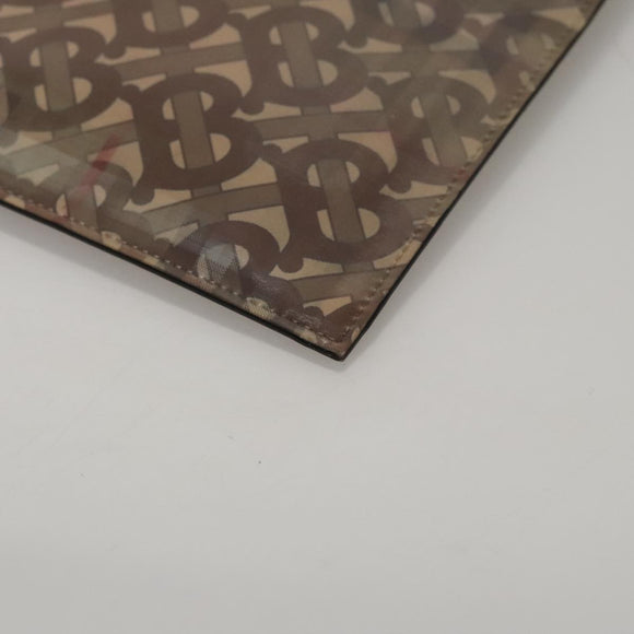 BURBERRY Hologram Clutch Bag Vinyl Beige Silver Auth 108012