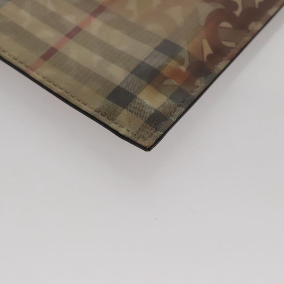 BURBERRY Hologram Clutch Bag Vinyl Beige Silver Auth 108012