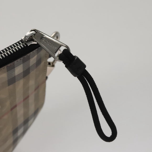 BURBERRY Hologram Clutch Bag Vinyl Beige Silver Auth 108012