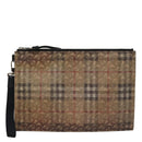 BURBERRY Hologram Clutch Bag Vinyl Beige Silver Auth 108012-13