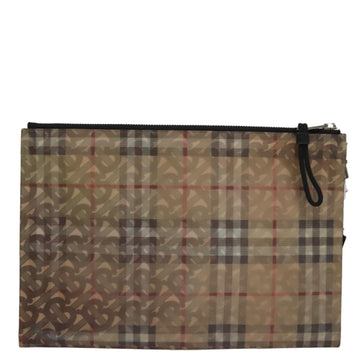 BURBERRY Hologram Clutch Bag Vinyl Beige Silver Auth 108012 - 0