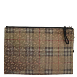 BURBERRY Hologram Clutch Bag Vinyl Beige Silver Auth 108012 - 0