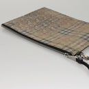 BURBERRY Hologram Clutch Bag Vinyl Beige Silver Auth 108012-6