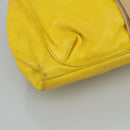 Miu Miu Shoulder Bag Leather Canvas Yellow Beige Auth 108027-14