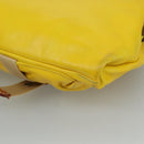 Miu Miu Shoulder Bag Leather Canvas Yellow Beige Auth 108027-15