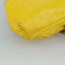 Miu Miu Shoulder Bag Leather Canvas Yellow Beige Auth 108027-16
