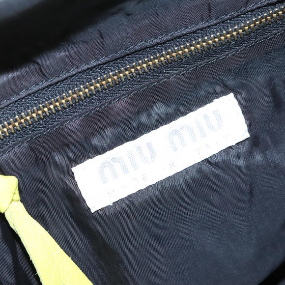 Miu Miu Shoulder Bag Leather Canvas Yellow Beige Auth 108027