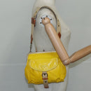 Miu Miu Shoulder Bag Leather Canvas Yellow Beige Auth 108027-22