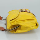 Miu Miu Shoulder Bag Leather Canvas Yellow Beige Auth 108027-4