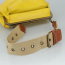 Miu Miu Shoulder Bag Leather Canvas Yellow Beige Auth 108027-7