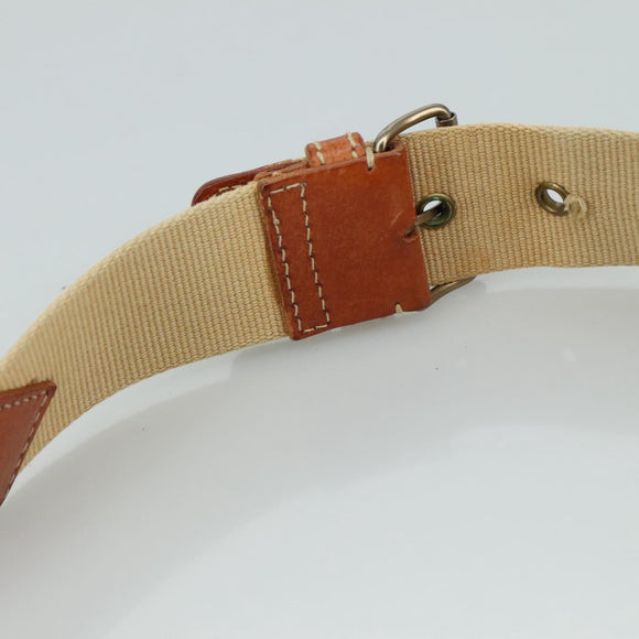 Miu Miu Shoulder Bag Leather Canvas Yellow Beige Auth 108027