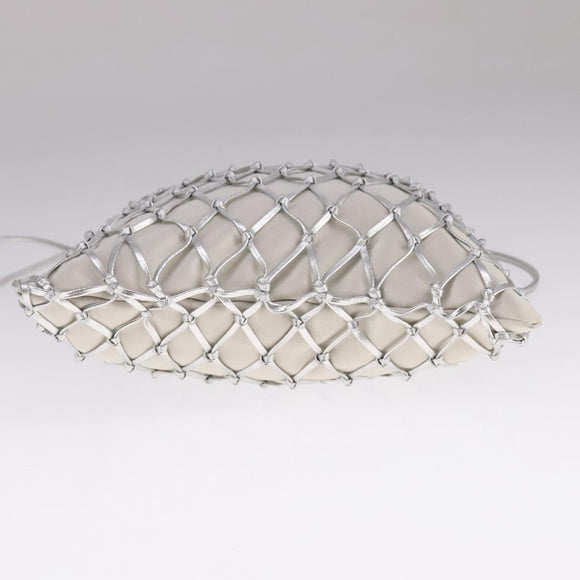 PRADA Chain Shoulder Bag Satin Silver Auth 108034AV