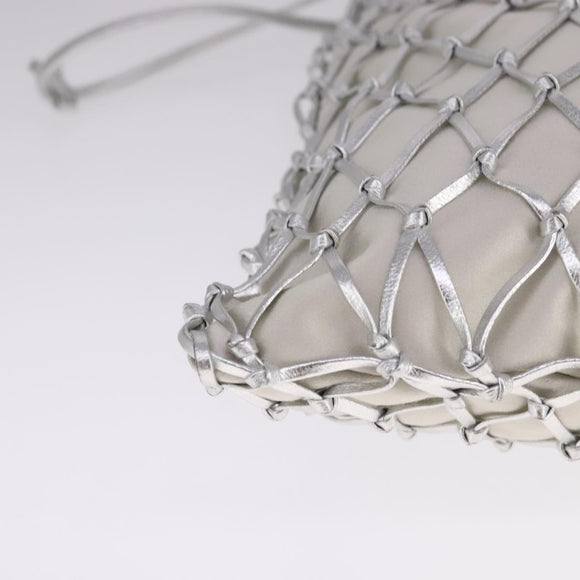 PRADA Chain Shoulder Bag Satin Silver Auth 108034AV