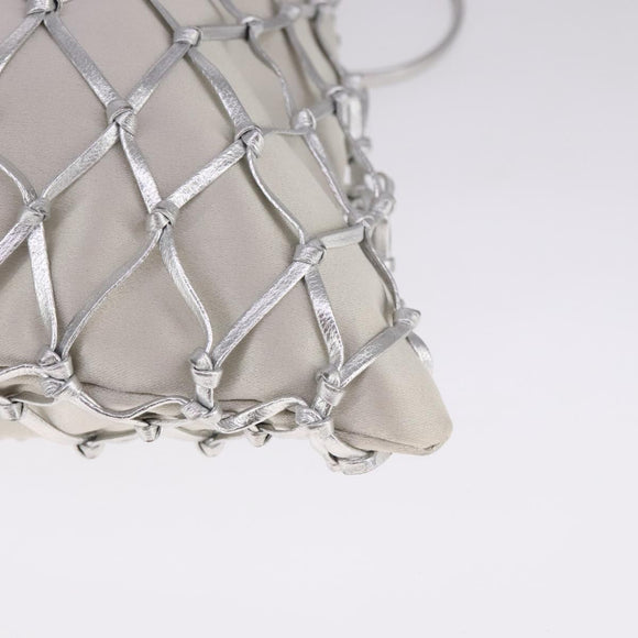 PRADA Chain Shoulder Bag Satin Silver Auth 108034AV