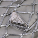 PRADA Chain Shoulder Bag Satin Silver Auth 108034AV-18