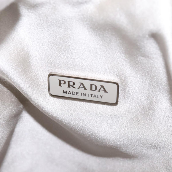 PRADA Chain Shoulder Bag Satin Silver Auth 108034SAV