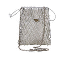 PRADA Chain Shoulder Bag Satin Silver Auth 108034AV-13