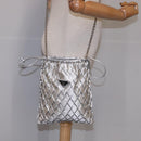 PRADA Chain Shoulder Bag Satin Silver Auth 108034AV-21