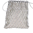 PRADA Chain Shoulder Bag Satin Silver Auth 108034SAV-2
