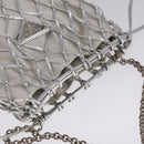 PRADA Chain Shoulder Bag Satin Silver Auth 108034AV-6