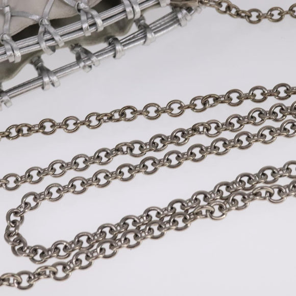PRADA Chain Shoulder Bag Satin Silver Auth 108034SAV