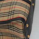 BURBERRY Nova Check Tote Bag Canvas Leather Beige Black gold Auth 108059-11