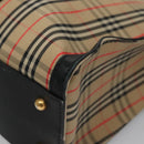 BURBERRY Nova Check Tote Bag Canvas Leather Beige Black gold Auth 108059-12