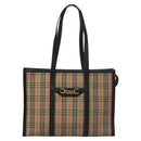 BURBERRY Nova Check Tote Bag Canvas Leather Beige Black gold Auth 108059-2