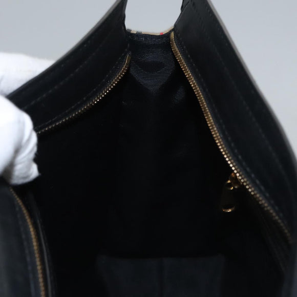 BURBERRY Nova Check Tote Bag Canvas Leather Beige Black gold Auth 108059