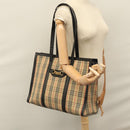 BURBERRY Nova Check Tote Bag Canvas Leather Beige Black gold Auth 108059-23