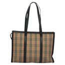 BURBERRY Nova Check Tote Bag Canvas Leather Beige Black gold Auth 108059-3