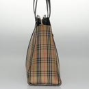 BURBERRY Nova Check Tote Bag Canvas Leather Beige Black gold Auth 108059-5