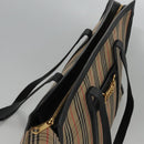 BURBERRY Nova Check Tote Bag Canvas Leather Beige Black gold Auth 108059-6