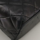 CHANEL Matelasse Shoulder Bag Lamb Skin Black Gold CC Auth 108071-8