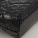 CHANEL Matelasse Shoulder Bag Lamb Skin Black Gold CC Auth 108071-16