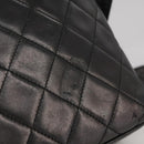 CHANEL Matelasse Shoulder Bag Lamb Skin Black Gold CC Auth 108071-9