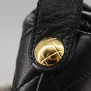 CHANEL Matelasse Shoulder Bag Lamb Skin Black Gold CC Auth 108071-18