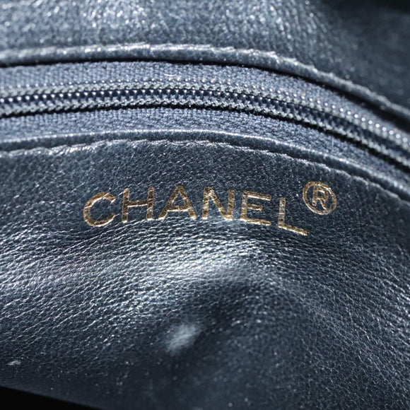 CHANEL Matelasse Shoulder Bag Lamb Skin Black Gold CC Auth 108071