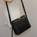 CHANEL Matelasse Shoulder Bag Lamb Skin Black Gold CC Auth 108071-26