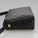CHANEL Matelasse Shoulder Bag Lamb Skin Black Gold CC Auth 108071-3