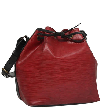 LOUIS VUITTON Epi Petit Noe Shoulder Bag Bicolor Black Red M44017 LV Auth 108096