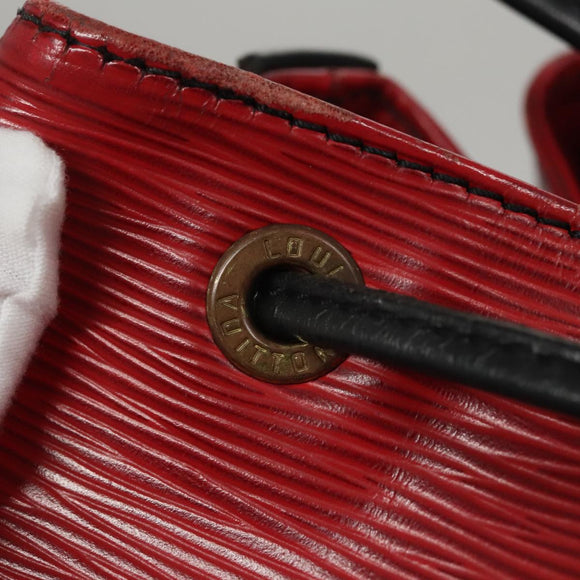 LOUIS VUITTON Epi Petit Noe Shoulder Bag Bicolor Black Red M44017 LV Auth 108096