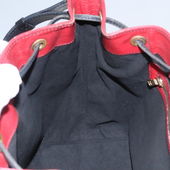 LOUIS VUITTON Epi Petit Noe Shoulder Bag Bicolor Black Red M44017 LV Auth 108096