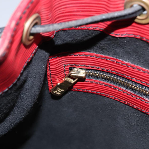 LOUIS VUITTON Epi Petit Noe Shoulder Bag Bicolor Black Red M44017 LV Auth 108096