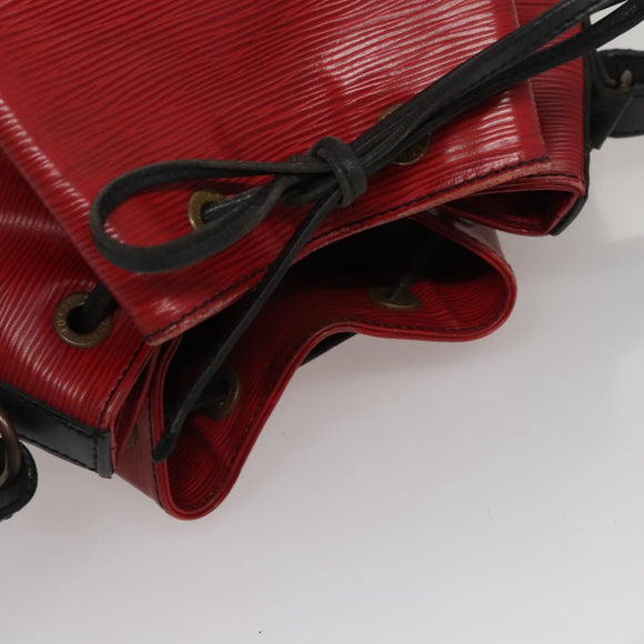 LOUIS VUITTON Epi Petit Noe Shoulder Bag Bicolor Black Red M44017 LV Auth 108096