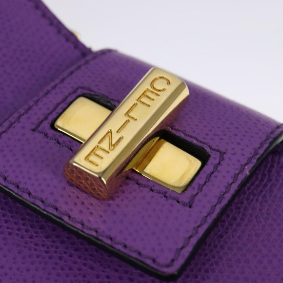 CELINE Shoulder Bag Leather Purple Gold Auth 108107V