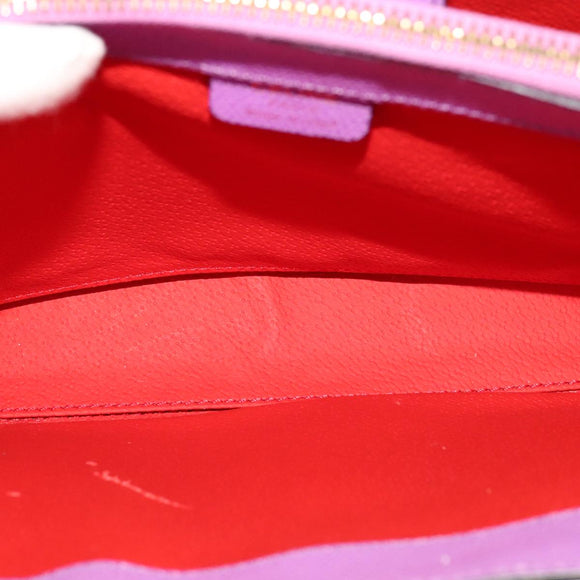 CELINE Shoulder Bag Leather Purple Gold Auth 108107V