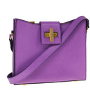 CELINE Shoulder Bag Leather Purple Gold Auth 108107V-1